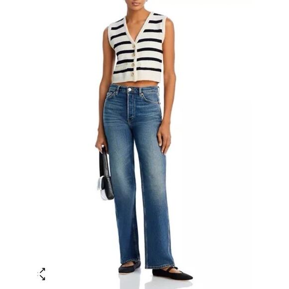 Line & Dot Tumi Top Striped Sleeveless Sweater Gold Buttons Sz S NWT $88 - Picture 9 of 14